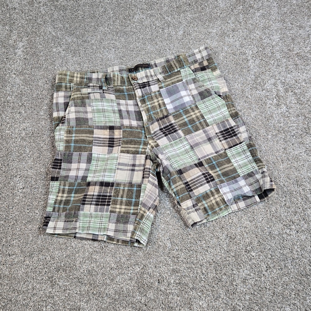 Washed Stoned & Beaten Vintage 1946 Shorts Mens Sz 36 Patchwork Plaid Madras